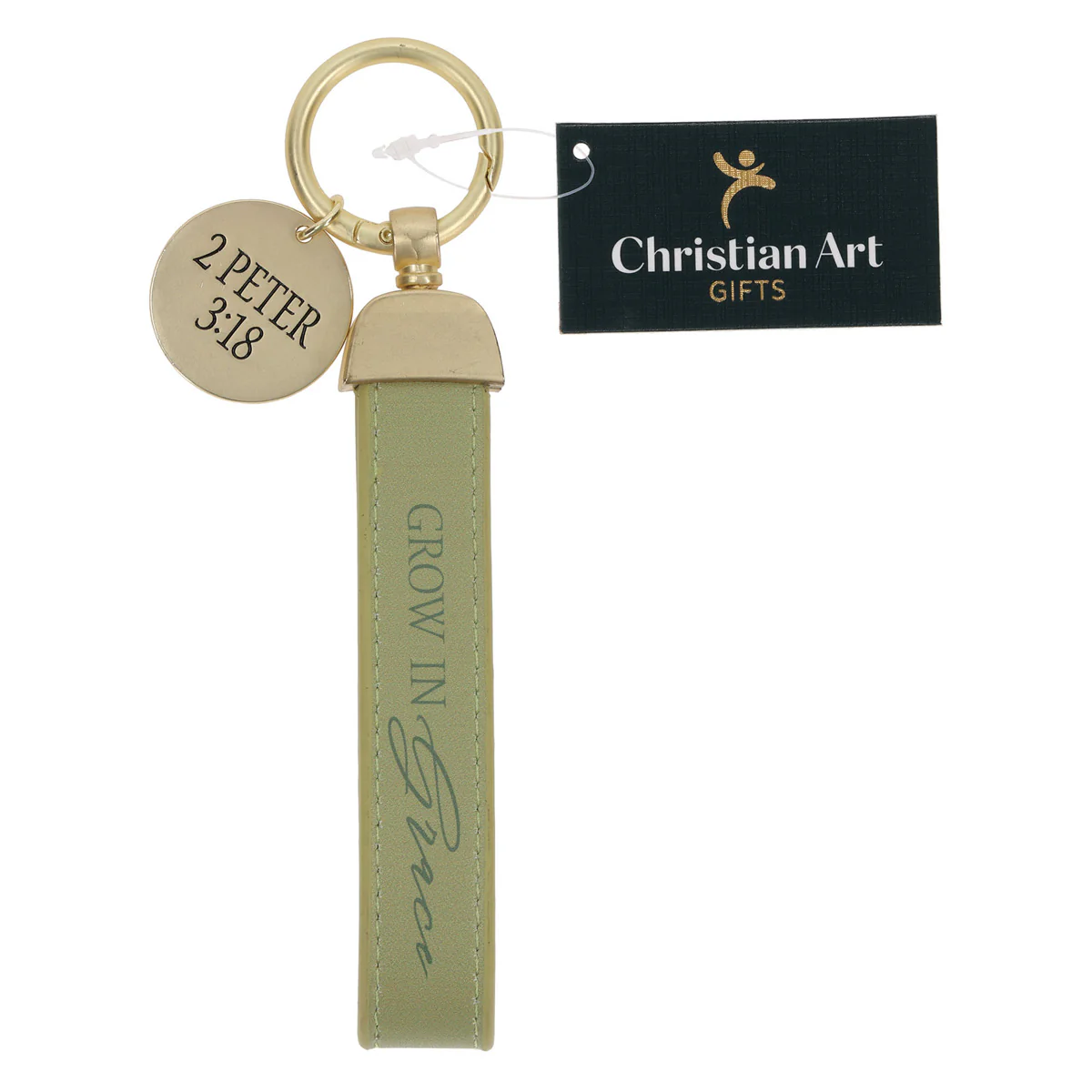 Grow in Grace Faux Leather Wristlet Keychain with Charm - Image 3