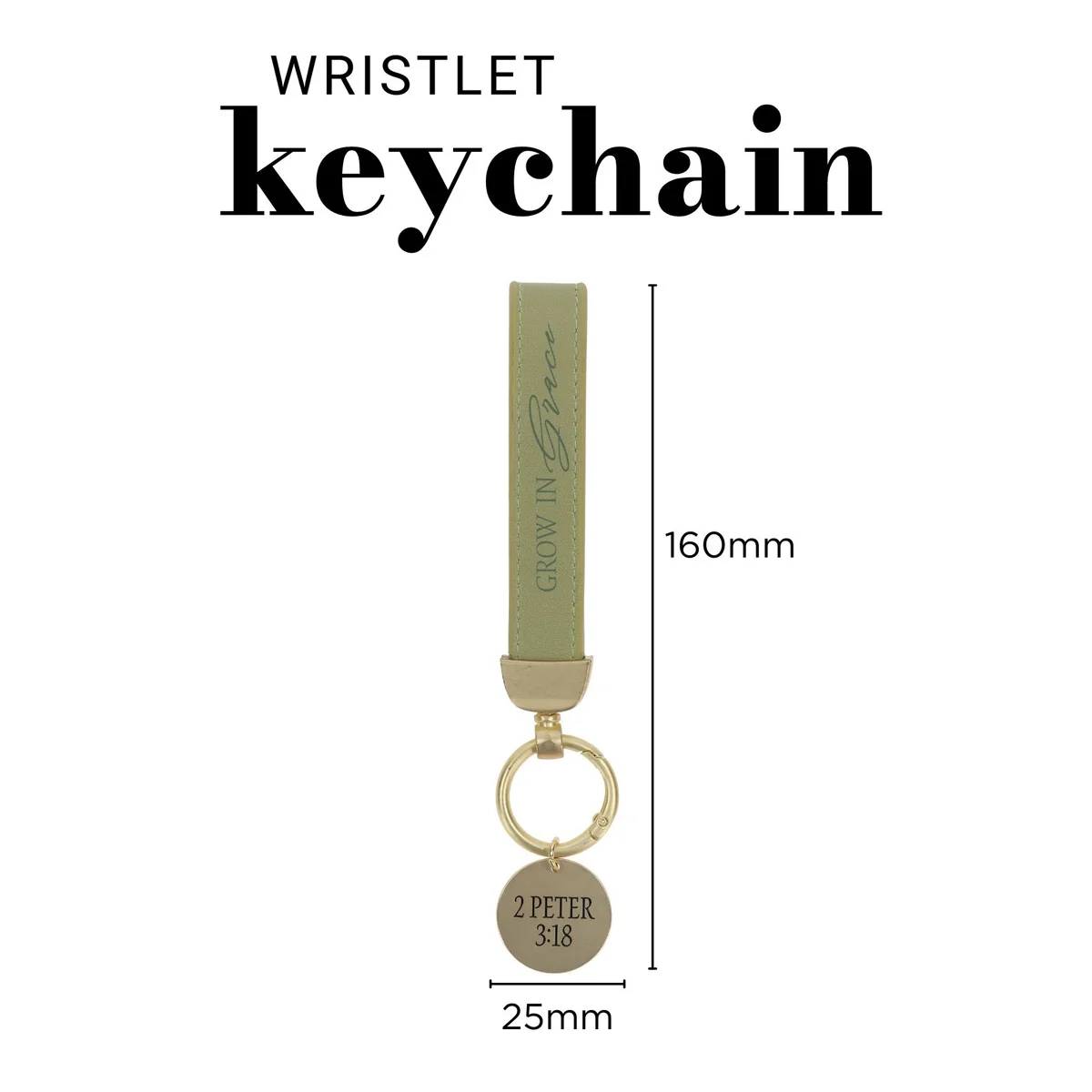Grow in Grace Faux Leather Wristlet Keychain with Charm - Image 4