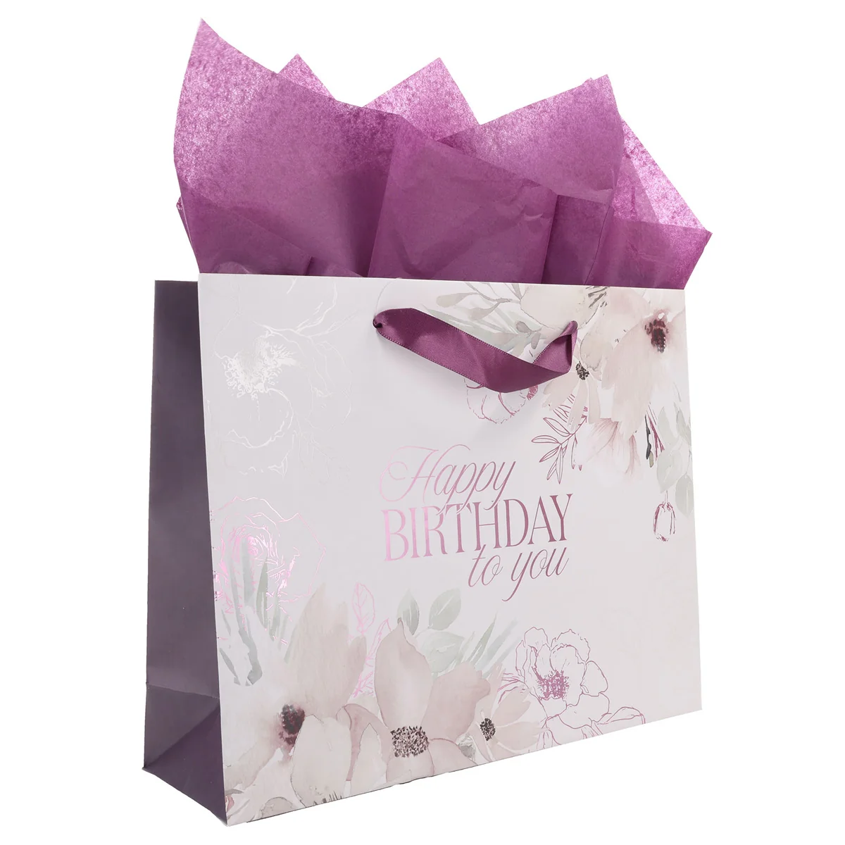 Happy Birthday to You Large Floral Landscape Gift Bag with Card - Image 4