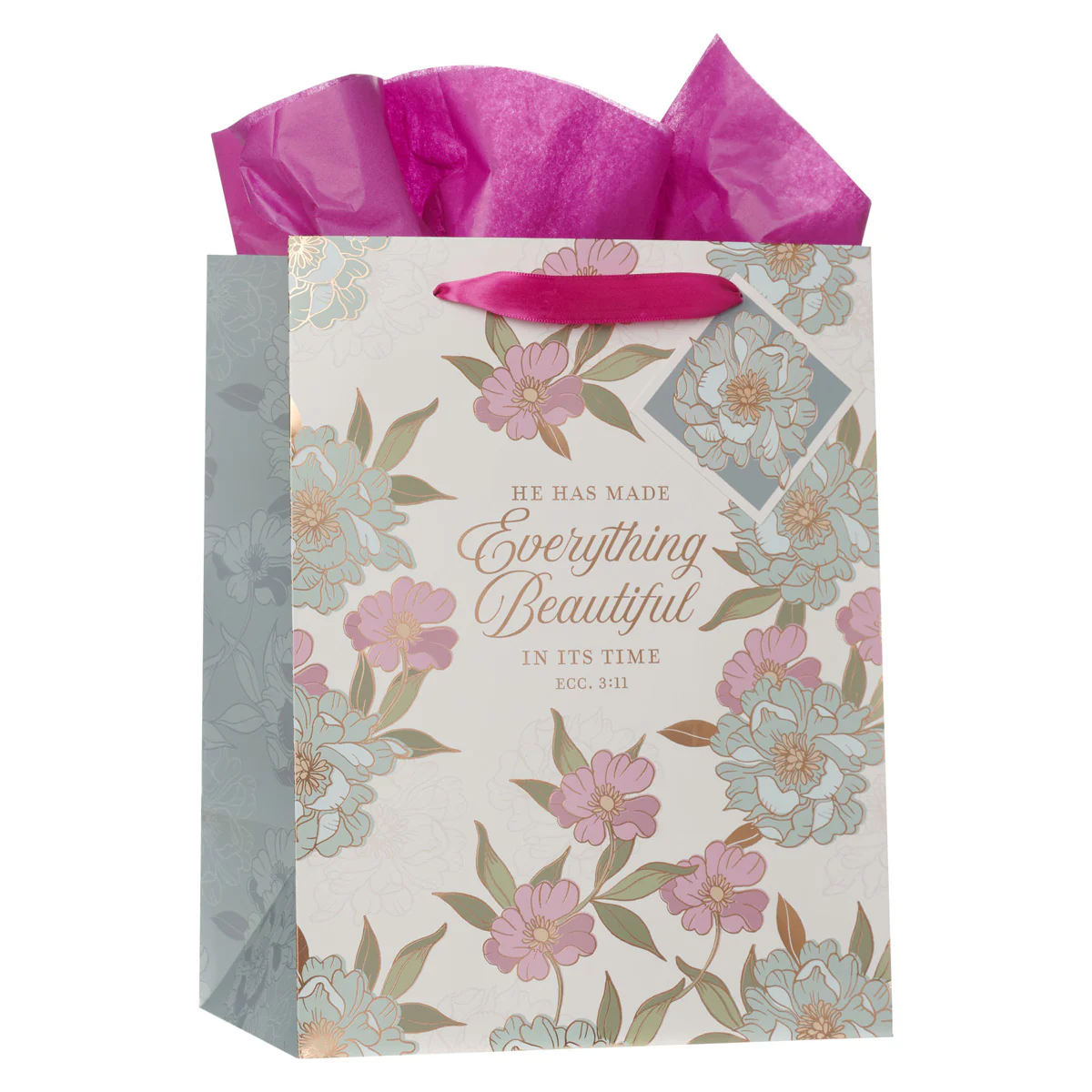 He Has Made Everything Beautiful in Its Time Portrait Gift Bag with Gift Tag - Image 3