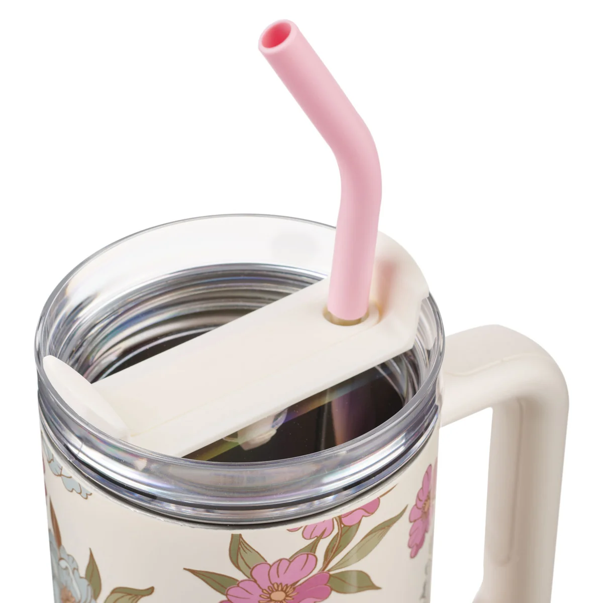 He Has Made Everything Beautiful Ivory Large Stainless Steel Mug with Handle and Straw - Image 3
