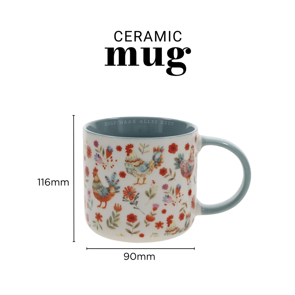 Hoop Maak Alles Nuut Afrikaans Ceramic Mug with Teal Interior - Image 4
