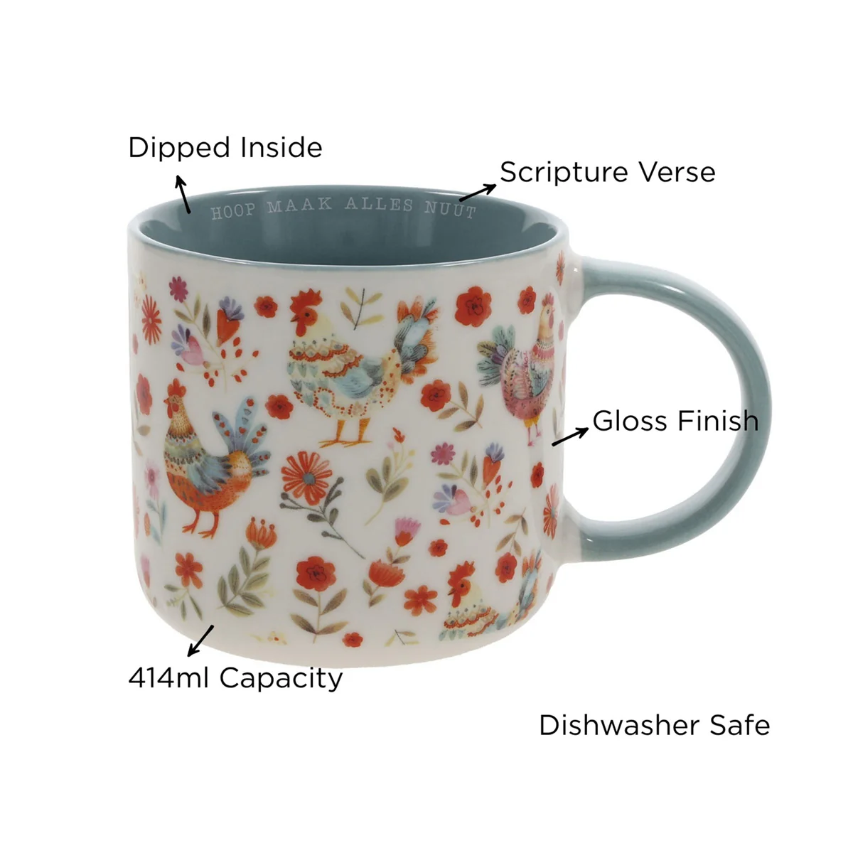 Hoop Maak Alles Nuut Afrikaans Ceramic Mug with Teal Interior - Image 5