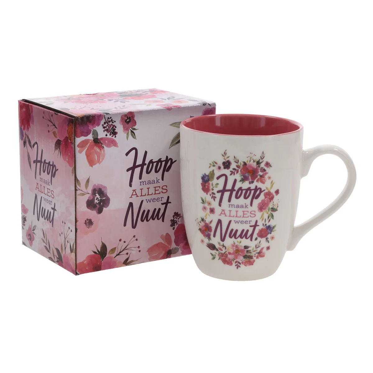 Hoop Maak Alles Weer Nuut Afrikaans Ceramic Mug with Pink Interior - Image 4