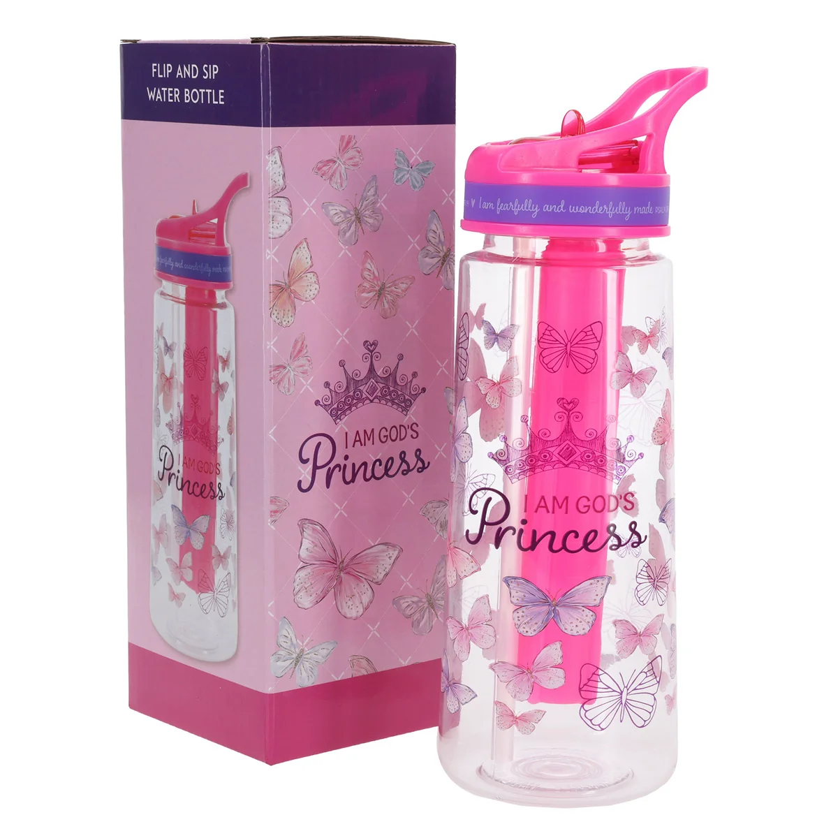 I Am God's Princess Plastic Water Bottle - Image 4