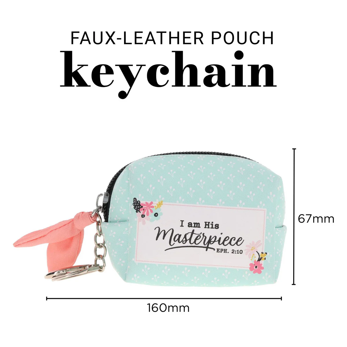 I Am His Masterpiece Faux Leather Pouch Keychain - Image 5