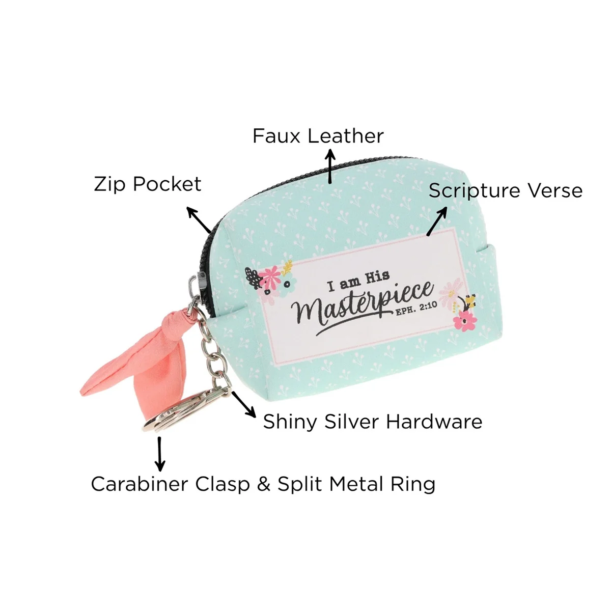 I Am His Masterpiece Faux Leather Pouch Keychain - Image 6