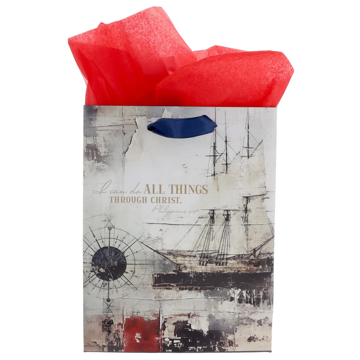 I Can Do All Things Through Christ Nautical Medium Gift Bag with Gift Tag - Image 2