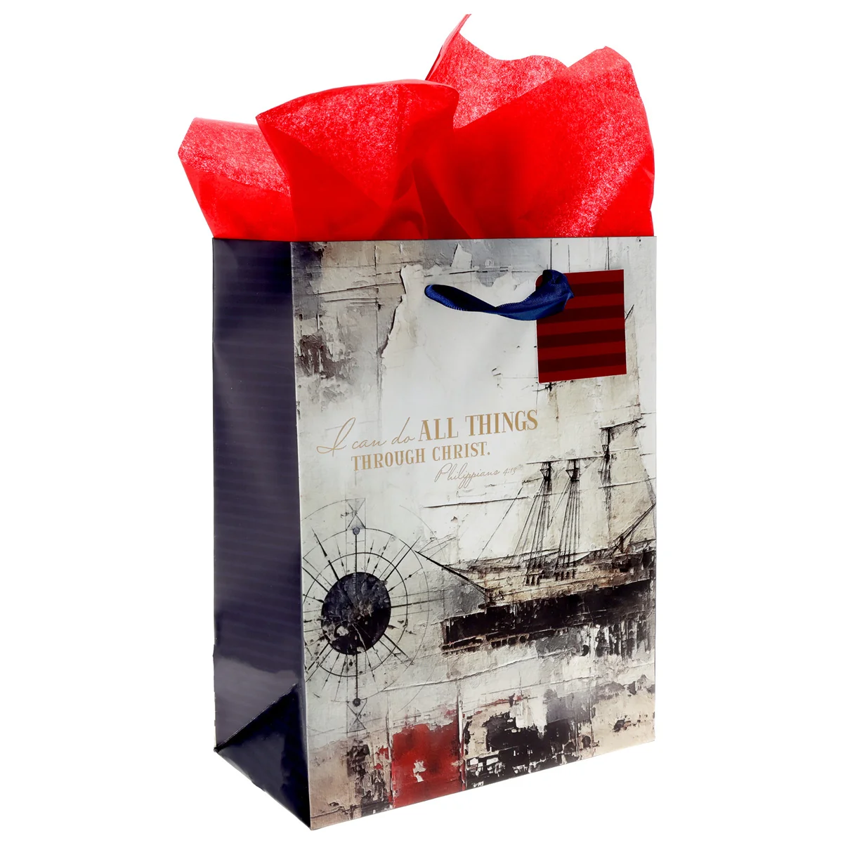 I Can Do All Things Through Christ Nautical Medium Gift Bag with Gift Tag - Image 3