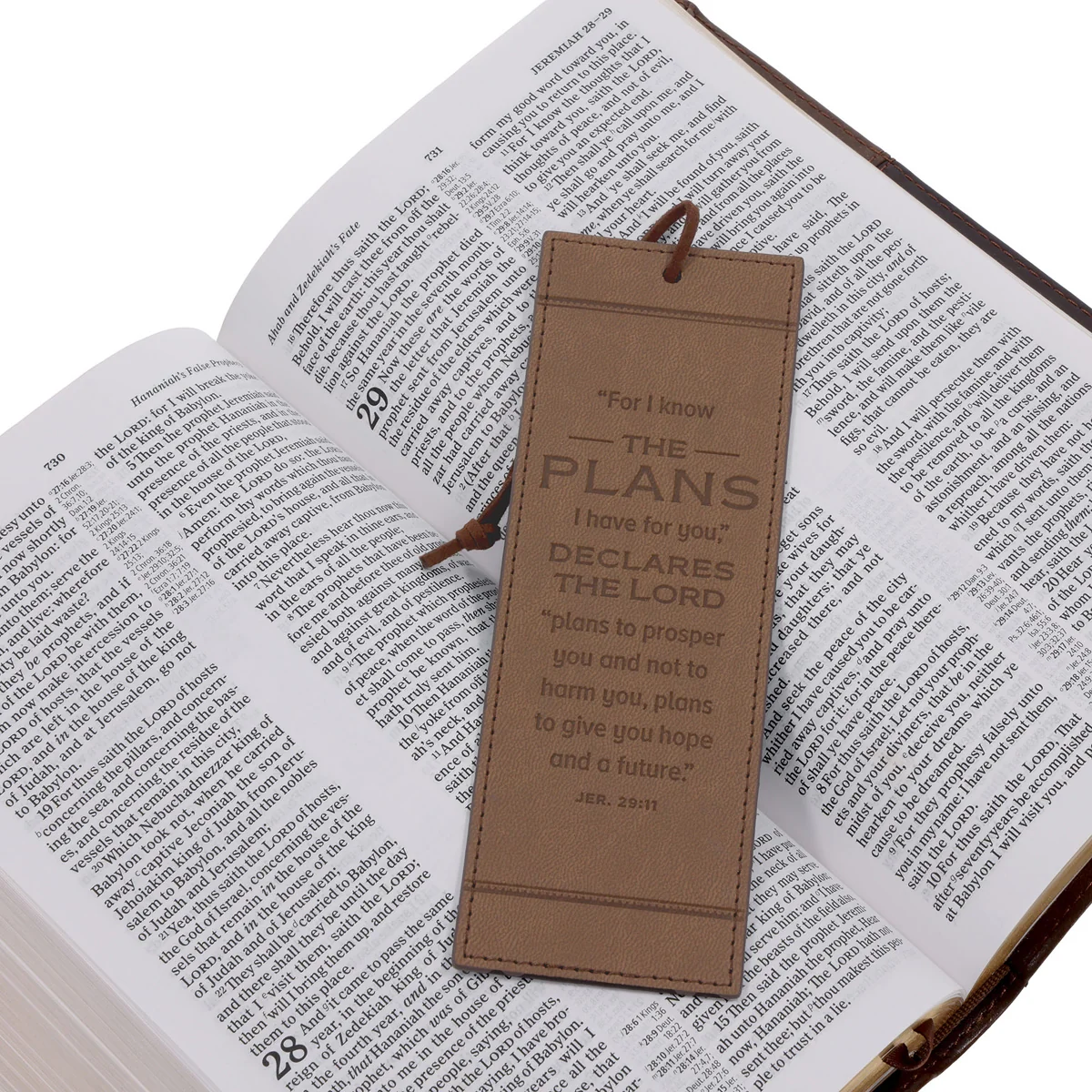I Know the Plans Cocoa Brown Faux Leather Bookmark - Image 3