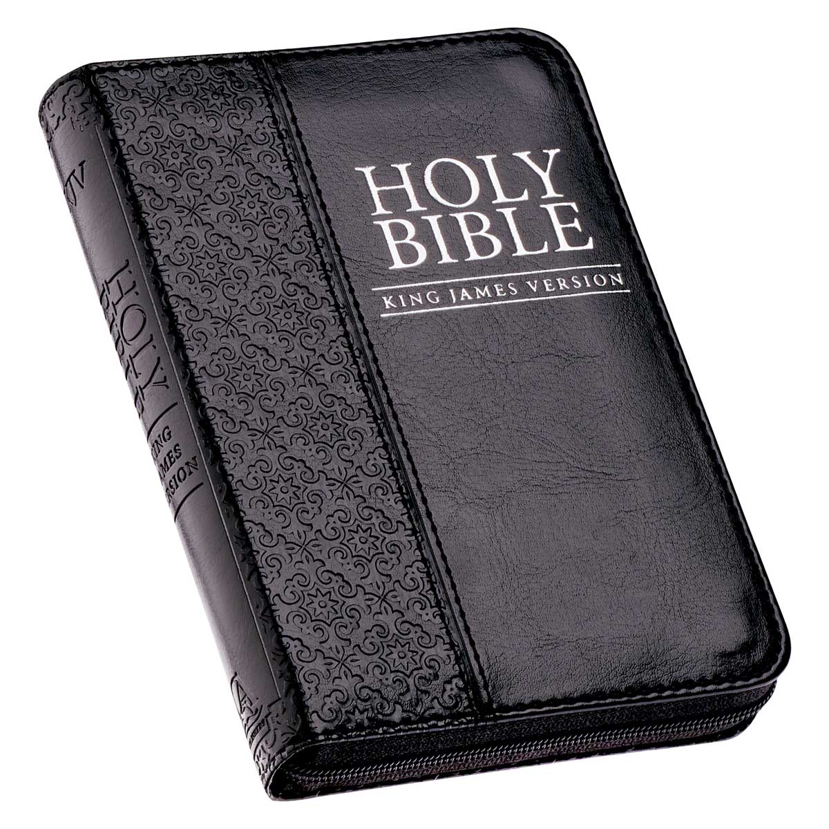 KJV Black Faux Leather Mini Pocket Edition Bible Red Letter With Zip - Image 3