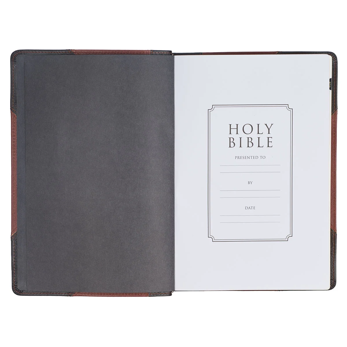 KJV Brandy & Dark Brown Genuine African Leather Bible Giant Print Indexed Red Letter - Image 5