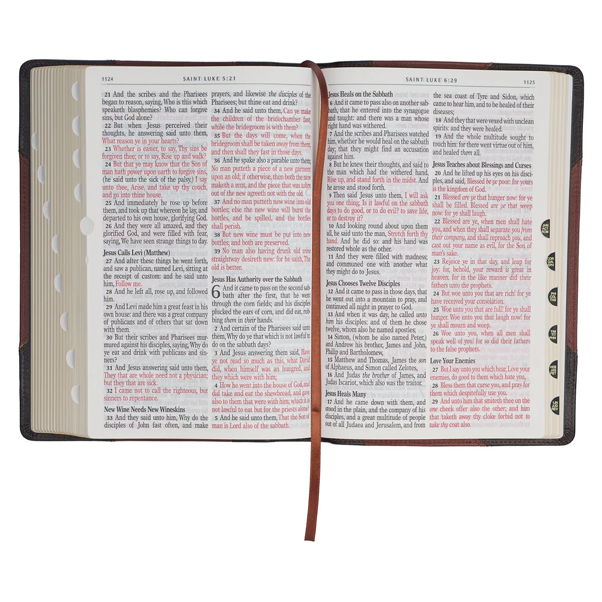 KJV Brandy & Dark Brown Genuine African Leather Bible Giant Print Indexed Red Letter - Image 6