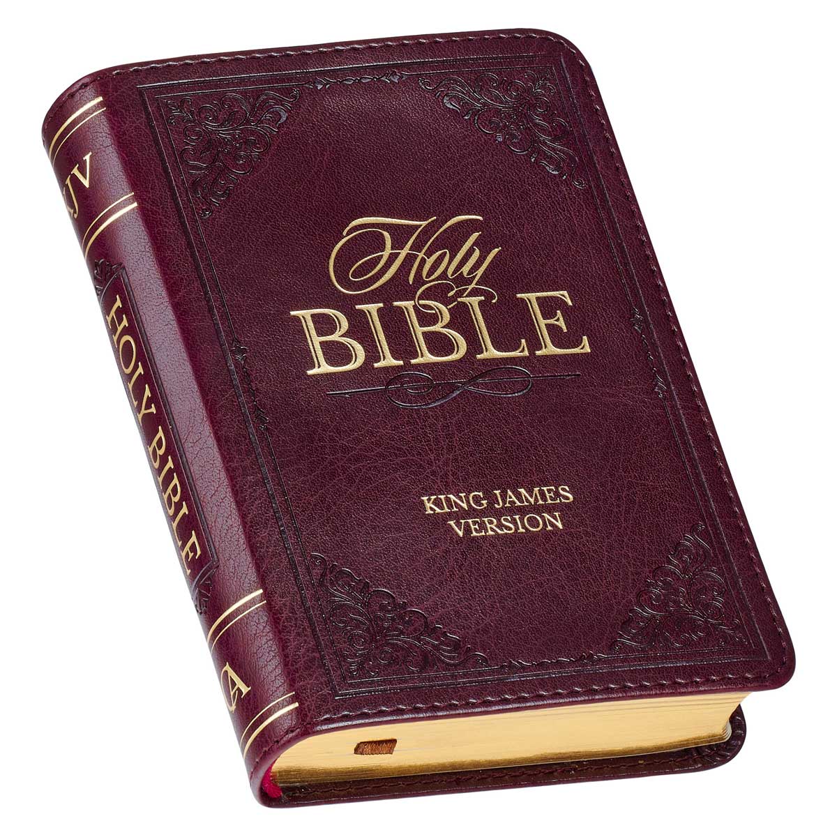 KJV Burgundy Faux Leather Mini Pocket Bible - Image 3