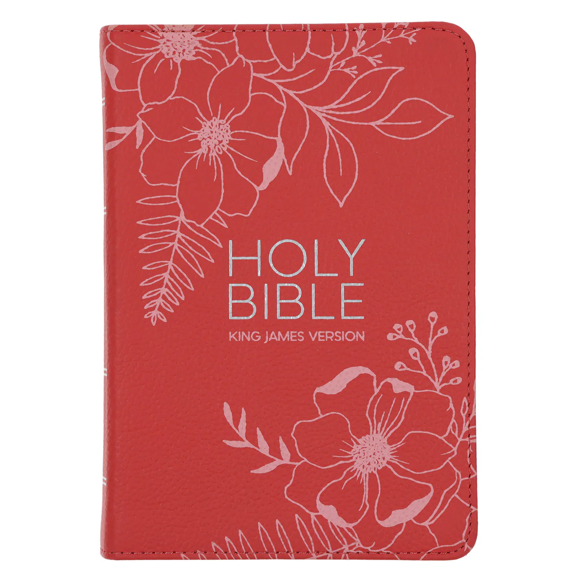 KJV Coral Floral Genuine Leather Compact Large Print Bible