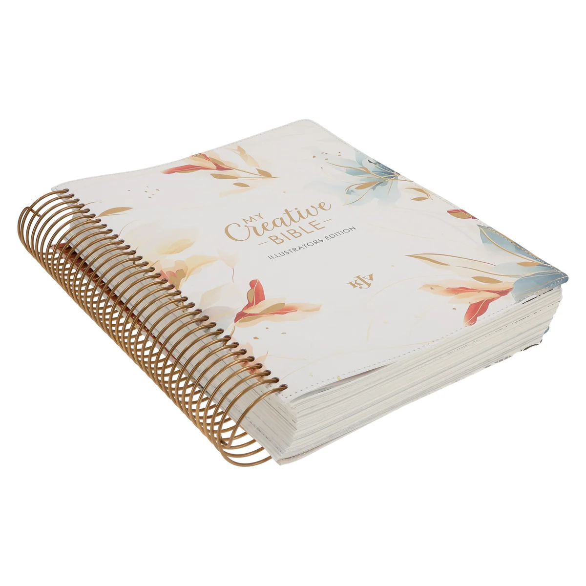 KJV Cream & Gold Leaves Spiral-Bound Faux Leather My Creative Bible Illustrators Edition - Image 3