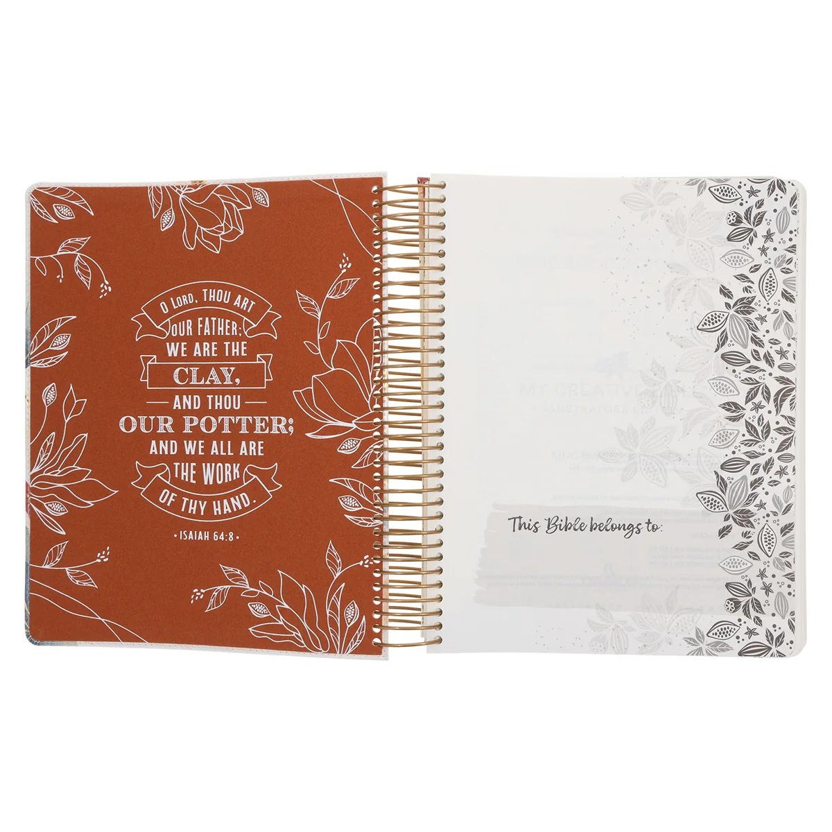 KJV Cream & Gold Leaves Spiral-Bound Faux Leather My Creative Bible Illustrators Edition - Image 4