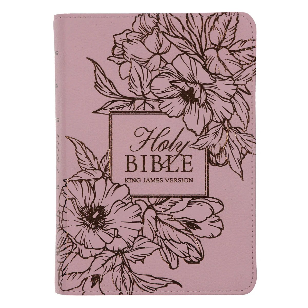 KJV Light Pink Floral Genuine Leather Compact Large Print Bible