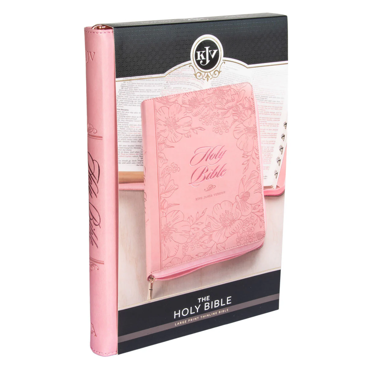 KJV Pink Faux Leather Thinline Bible Large Print - Image 3