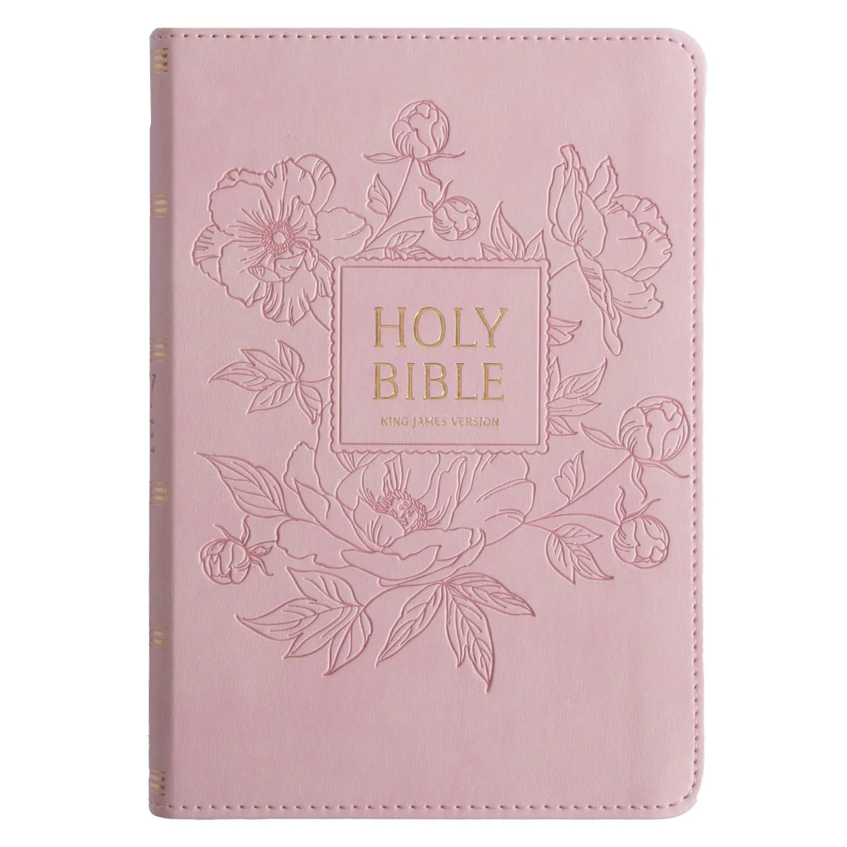 KJV Pink Floral Faux Leather Compact Bible Large Print