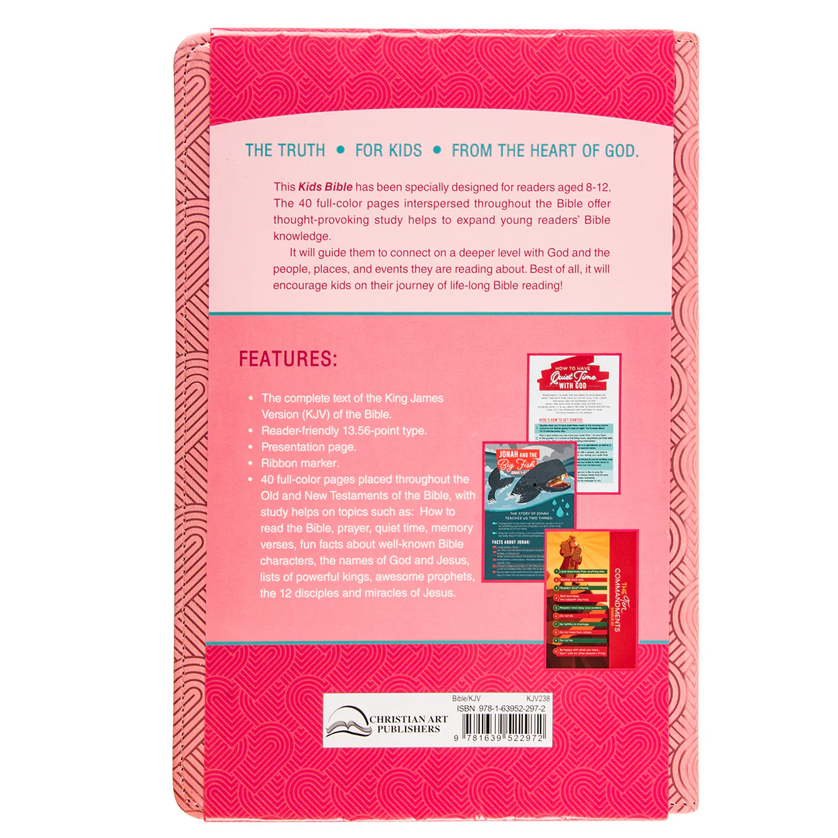 KJV Pink Hearts Faux Leather Flexcover Kids Bible Large Print - Image 2