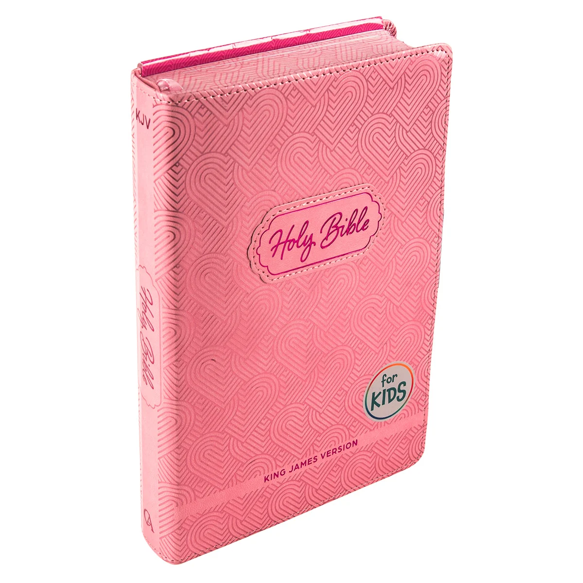 KJV Pink Hearts Faux Leather Flexcover Kids Bible Large Print - Image 3
