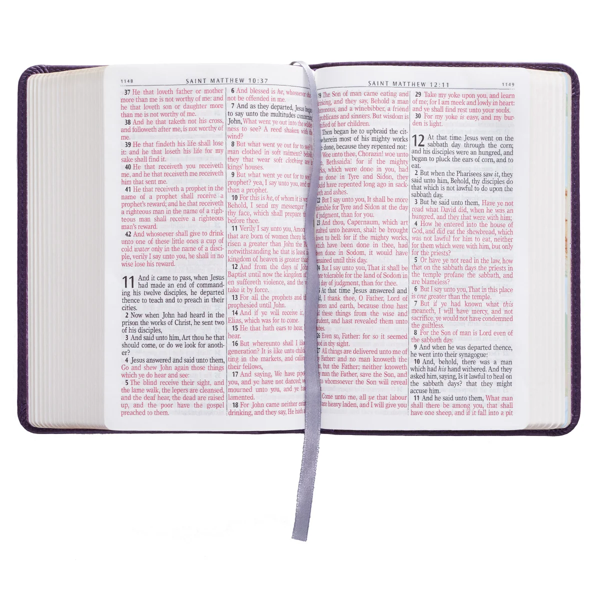 KJV Purple Faux Leather Compact Bible Large Print Red Letter - Image 6