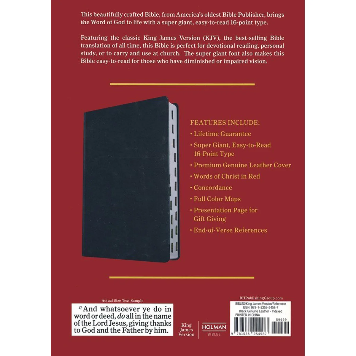 KJV Reference Bible Super Giant Print Indexed Black (Genuine Leather) - Image 2