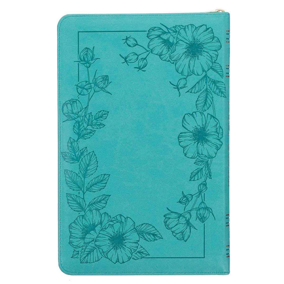 KJV Teal Floral Faux Leather Flexcover Deluxe Gift Bible With Zip - Image 2