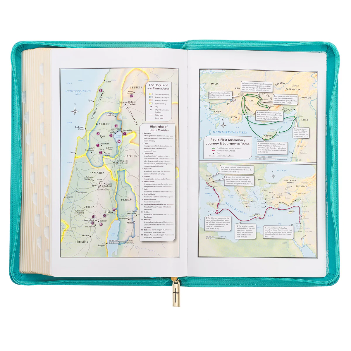 KJV Teal Floral Faux Leather Flexcover Deluxe Gift Bible With Zip - Image 5