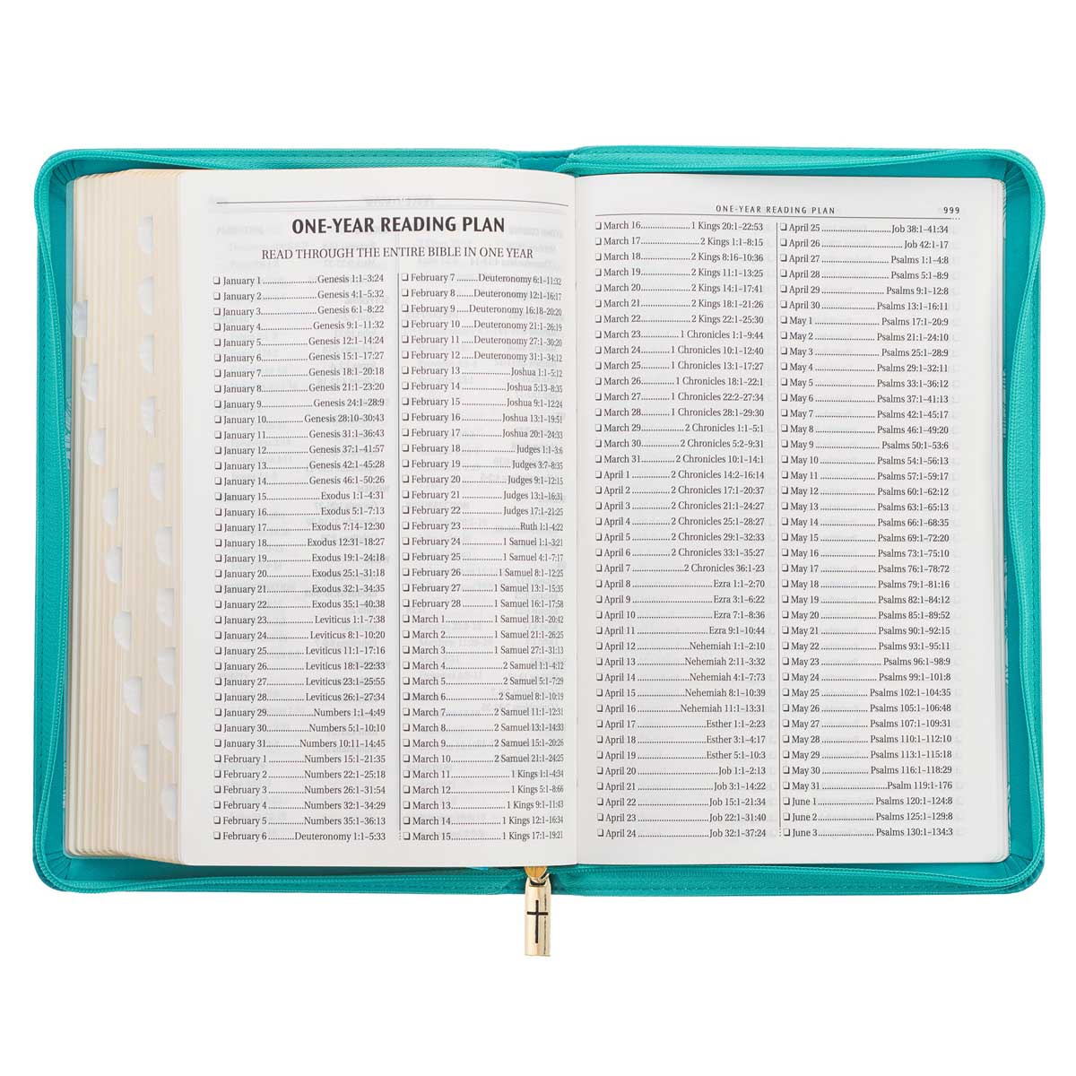 KJV Teal Floral Faux Leather Flexcover Deluxe Gift Bible With Zip - Image 7