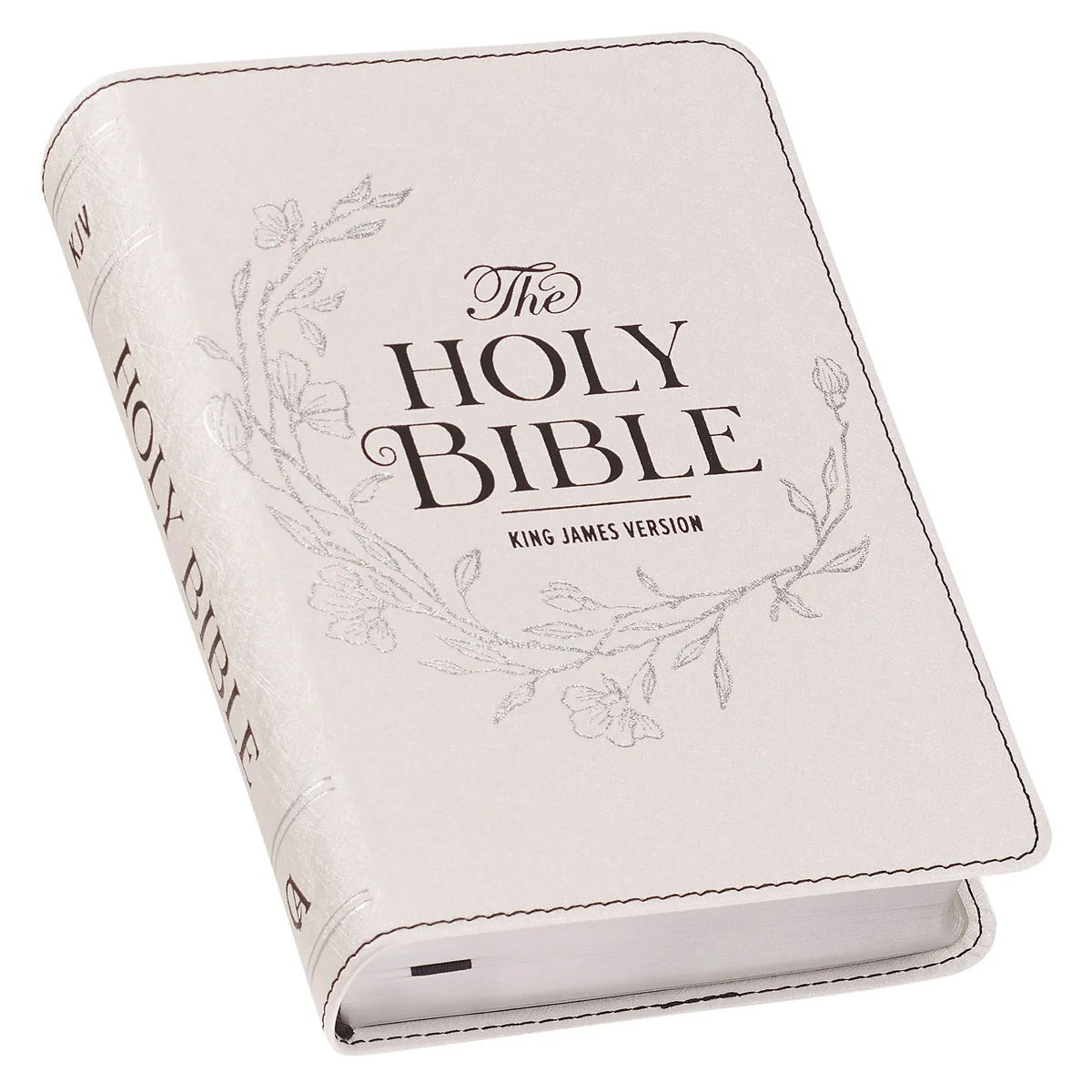 KJV White Faux Leather Compact Bible Large Print - Image 3