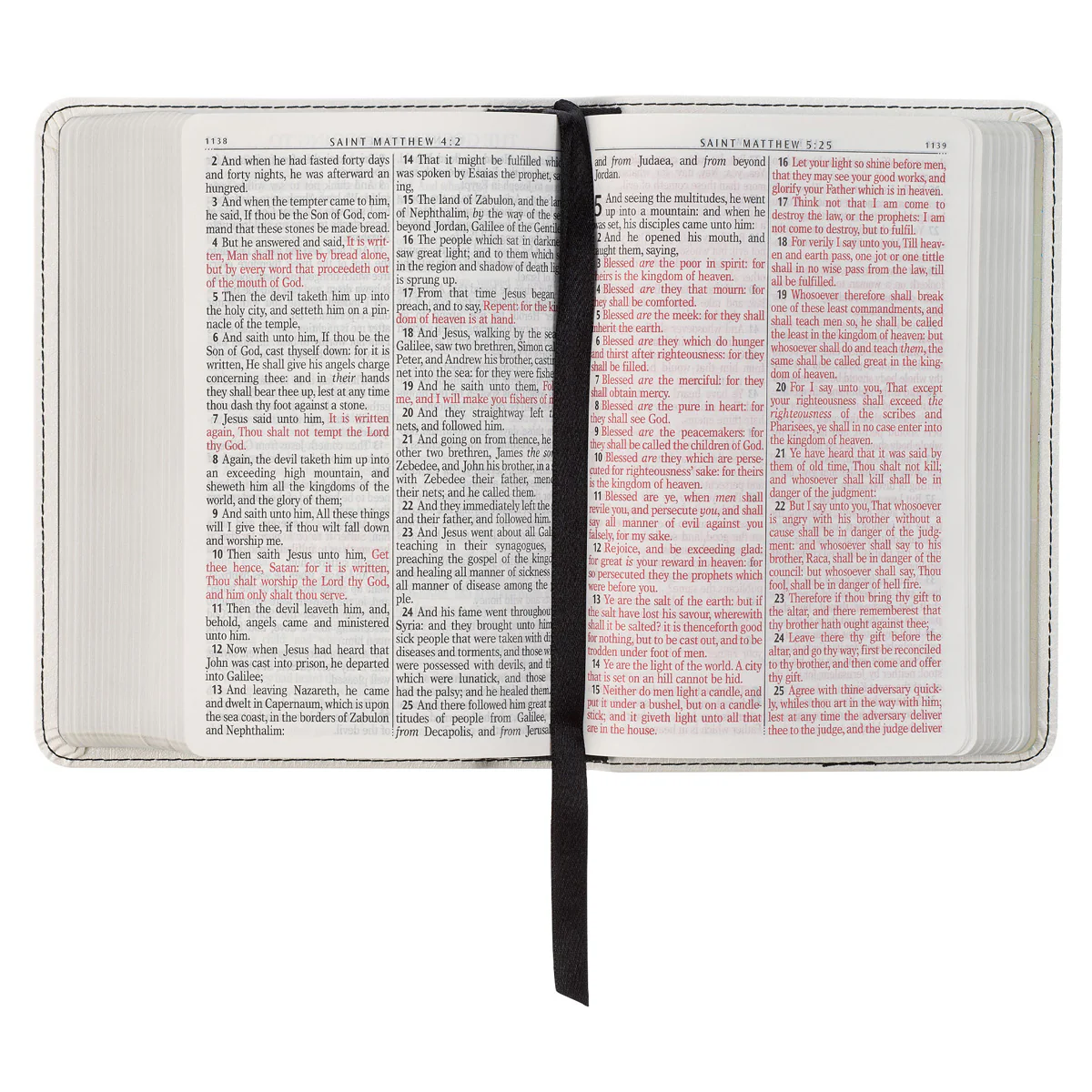 KJV White Faux Leather Compact Bible Large Print - Image 6