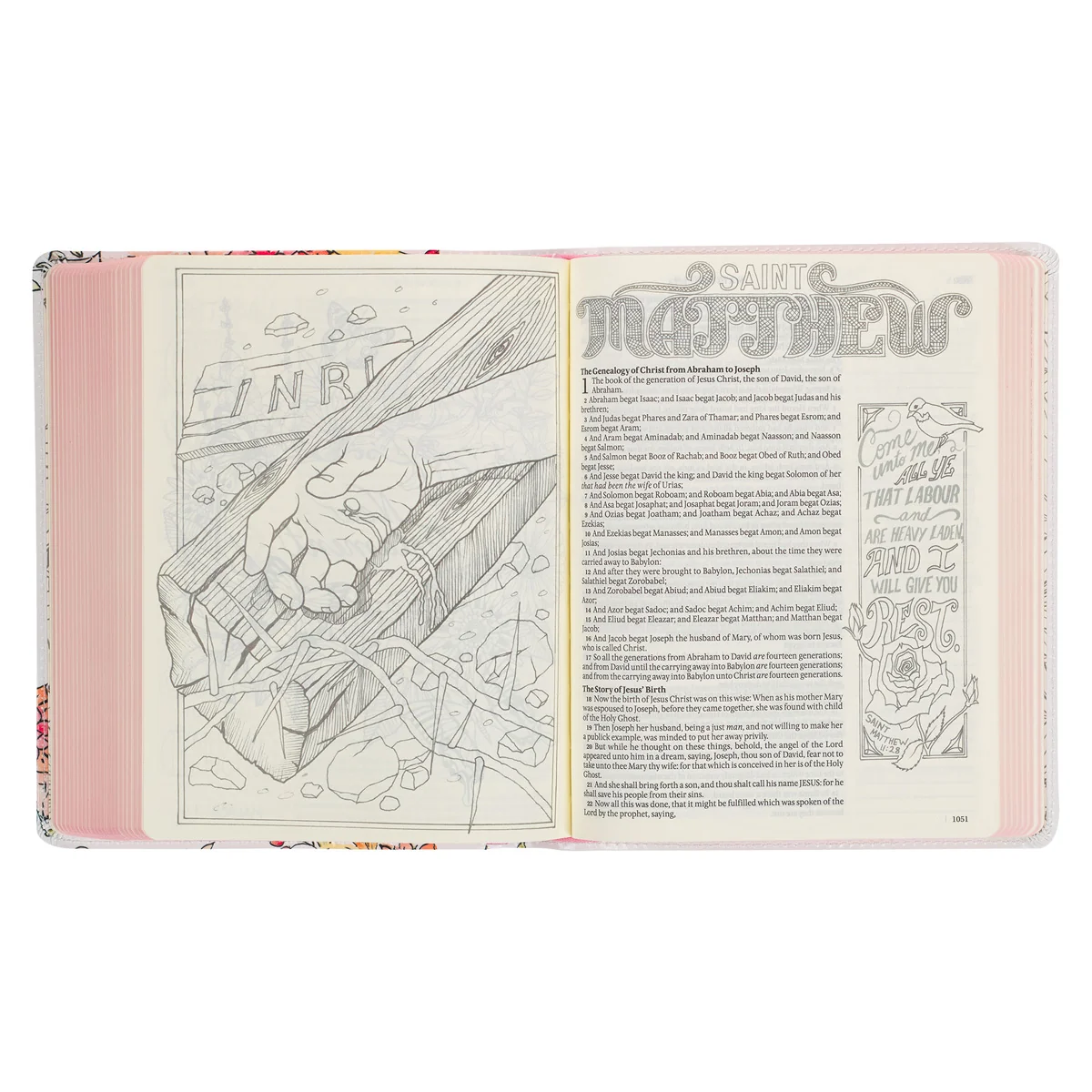 KJV White Floral Faux Leather Flexcover My Creative Bible - Image 6