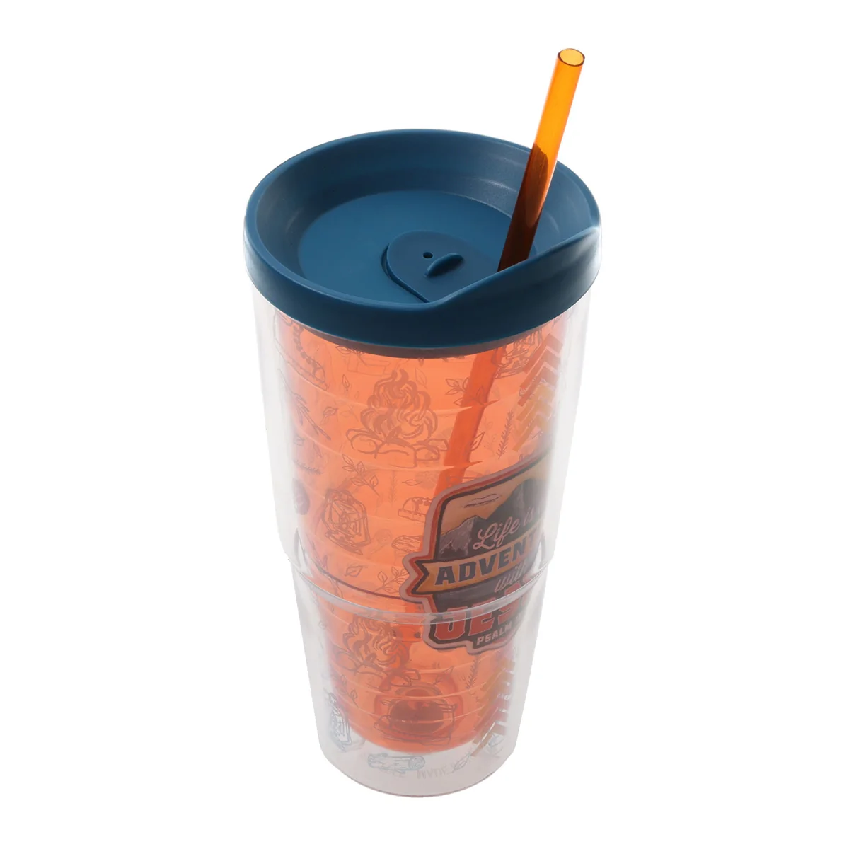 Life Is an Adventure with Jesus Plastic Travel Tumbler with Lid and Straw - Image 3