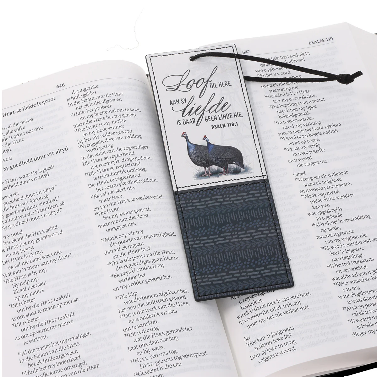 Loof die Here aan Sy Liefde Is Daar Geen Einde Nie Afrikaans Faux Leather Bookmark - Image 3