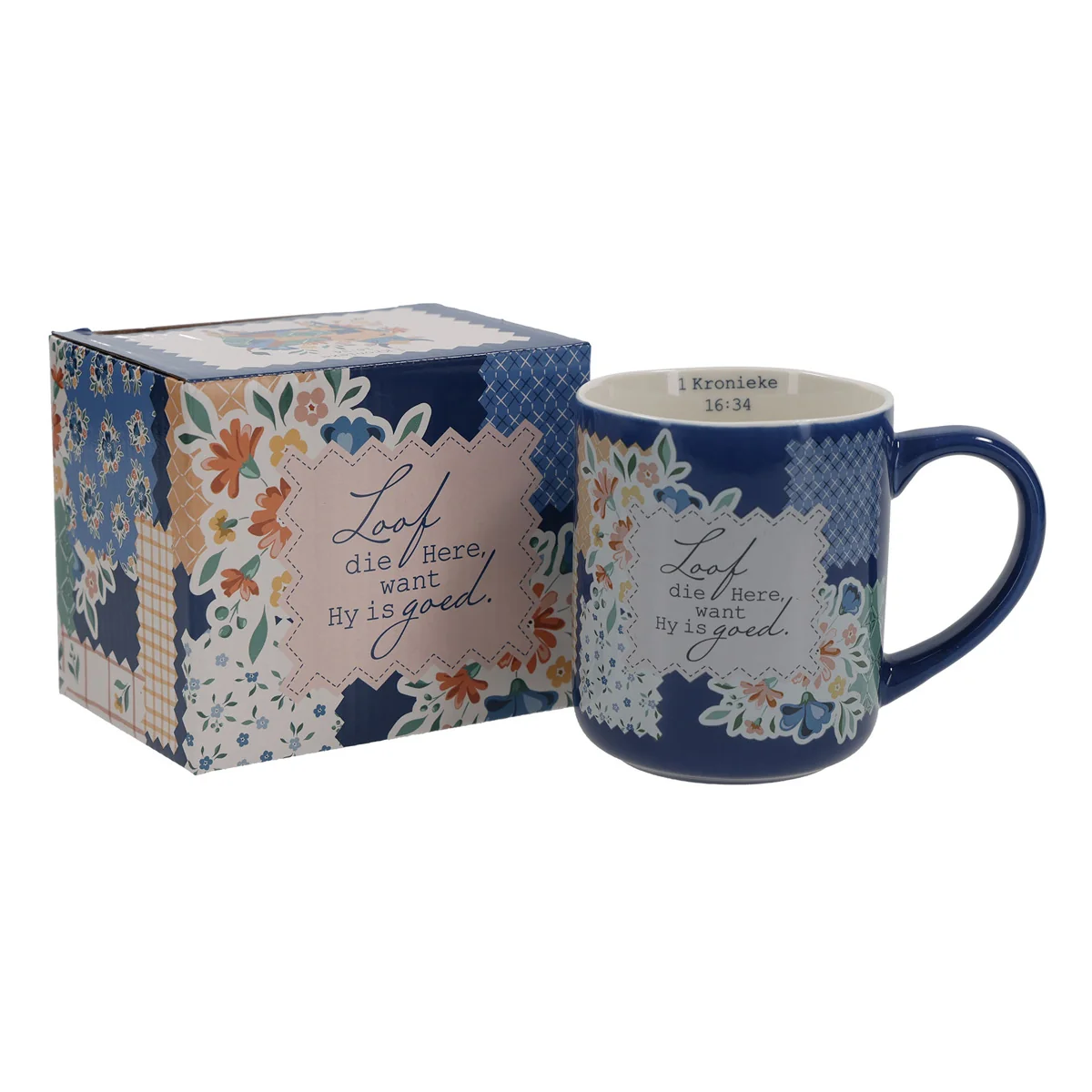 Loof die Here Want Hy Is Goed Afrikaans Blue Ceramic Mug - Image 4