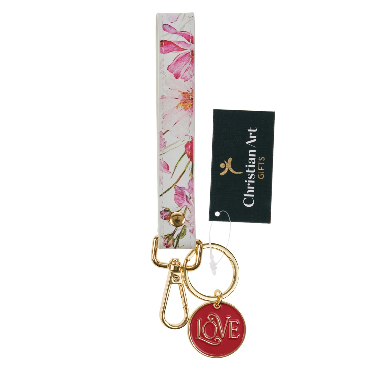 Love Faux Leather Wristlet Keychain with Charm - Image 3