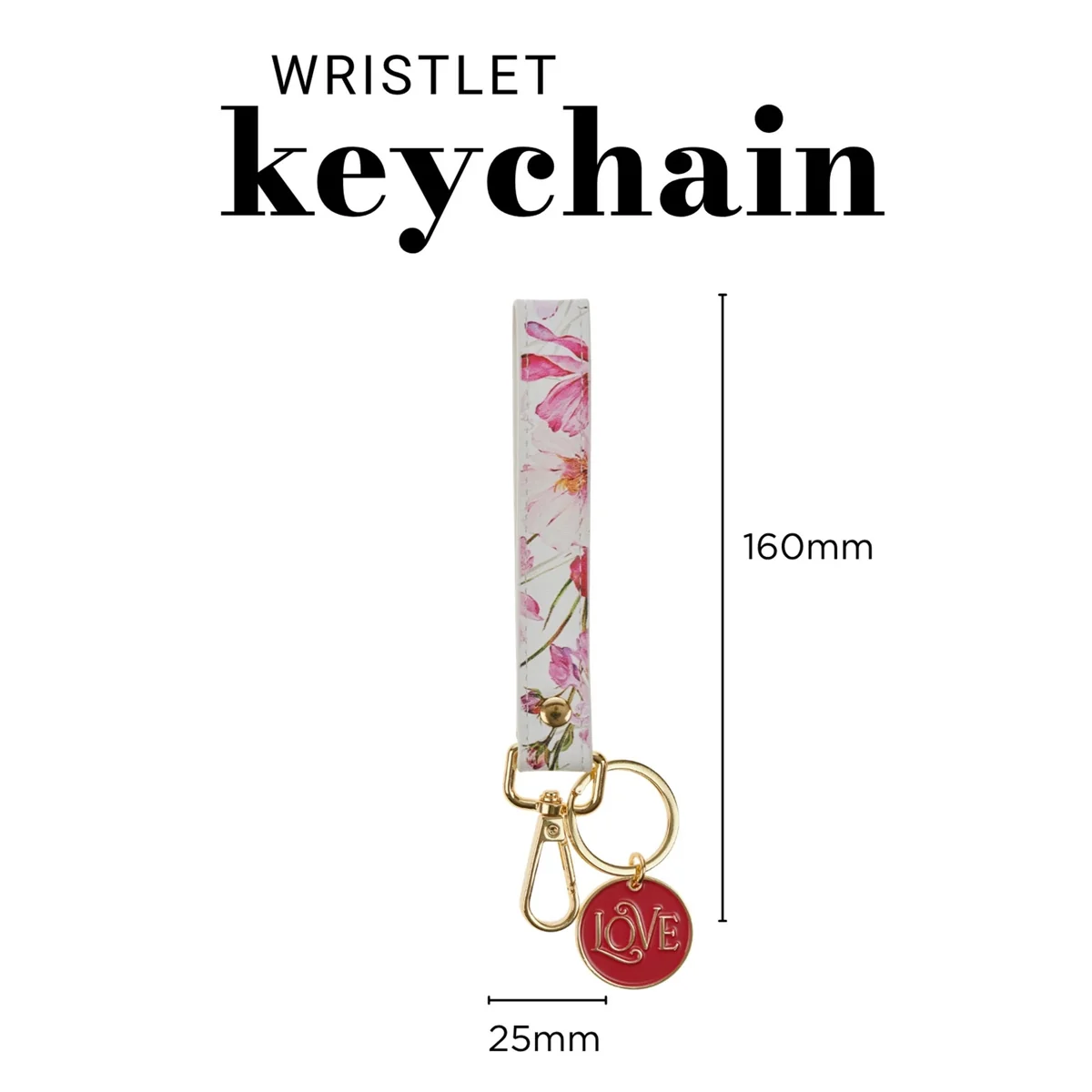 Love Faux Leather Wristlet Keychain with Charm - Image 4