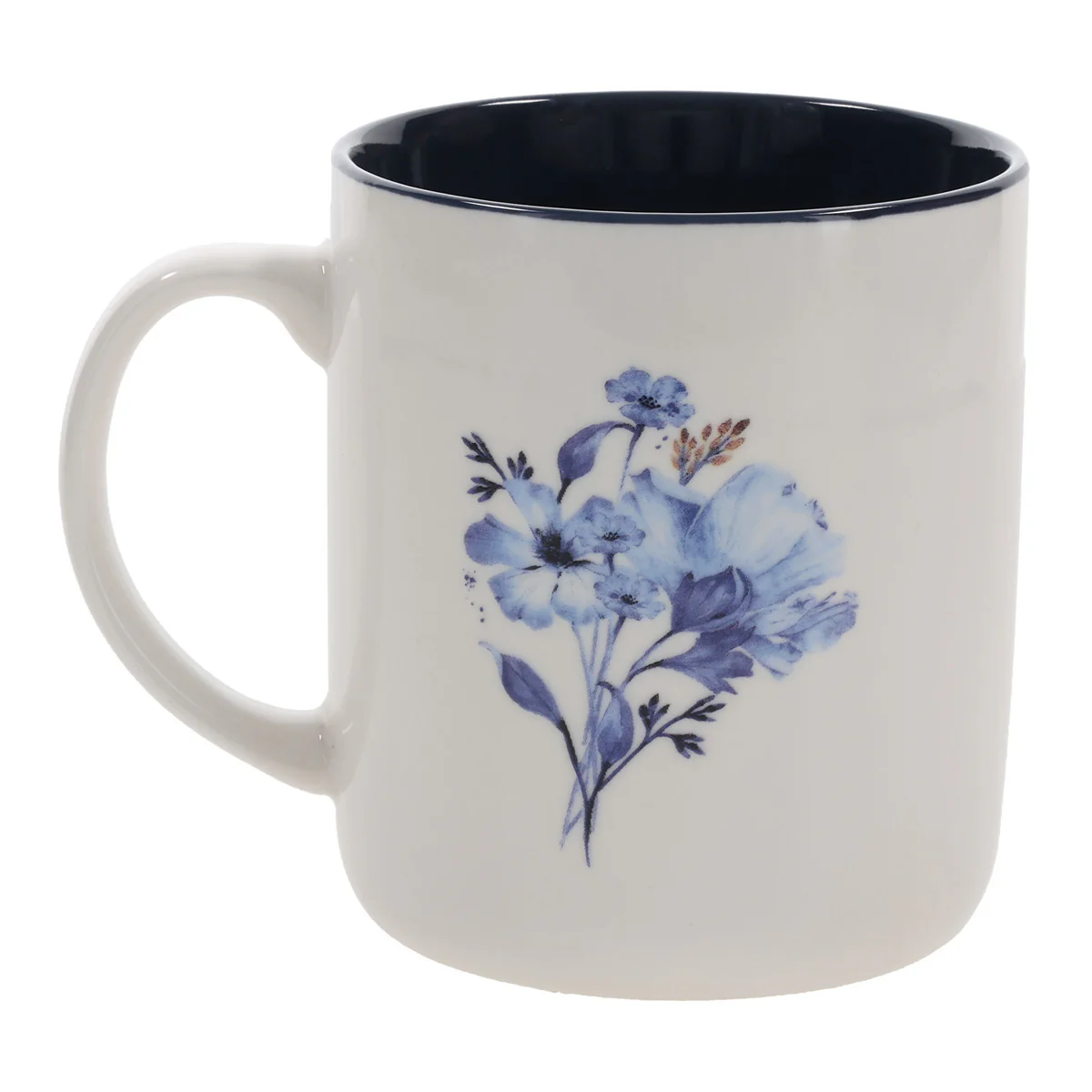 Love Floral Ceramic Mug with Navy Blue Interior - Image 2