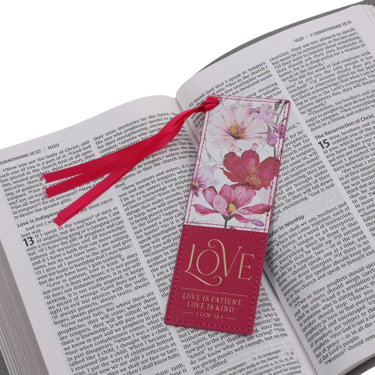 Love Is Patient, Love Is Kind Faux Leather Bookmark - Image 3