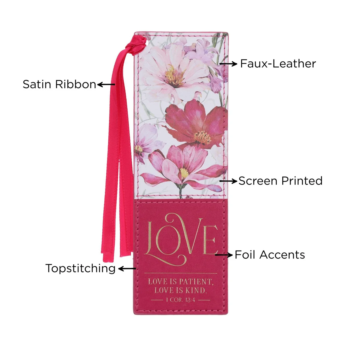 Love Is Patient, Love Is Kind Faux Leather Bookmark - Image 5