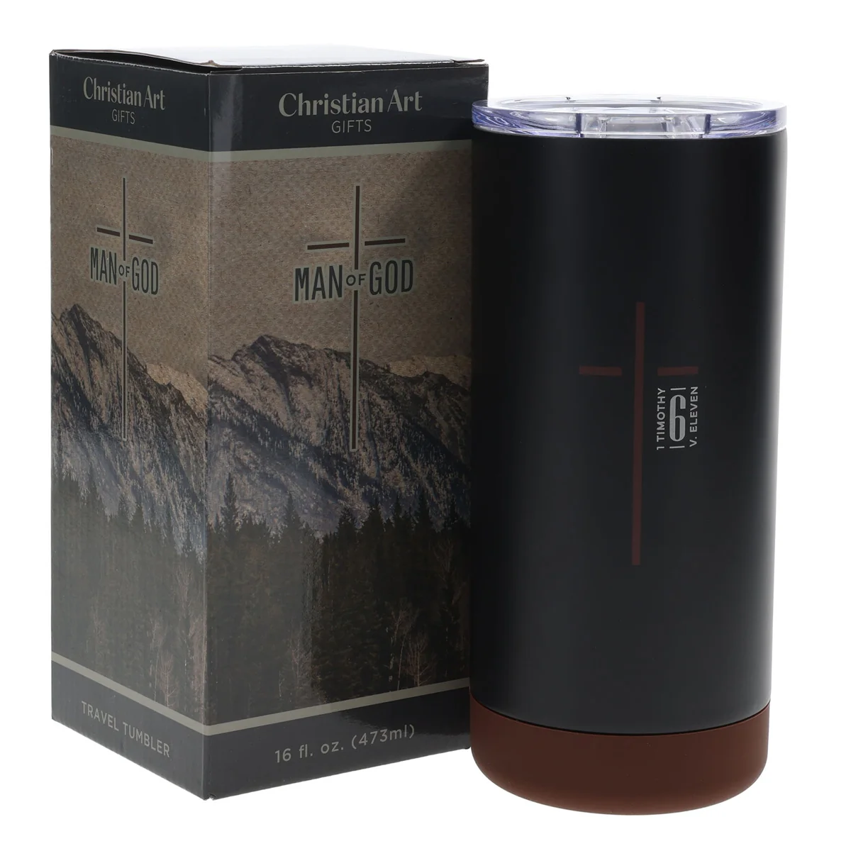 Man of God Black Stainless Steel Travel Mug - Image 4