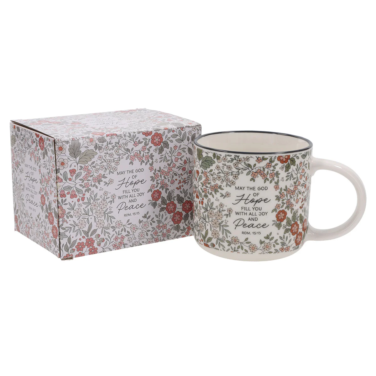 May the God of Hope Fill You with All Joy and Peace Floral Ceramic Mug - Image 4