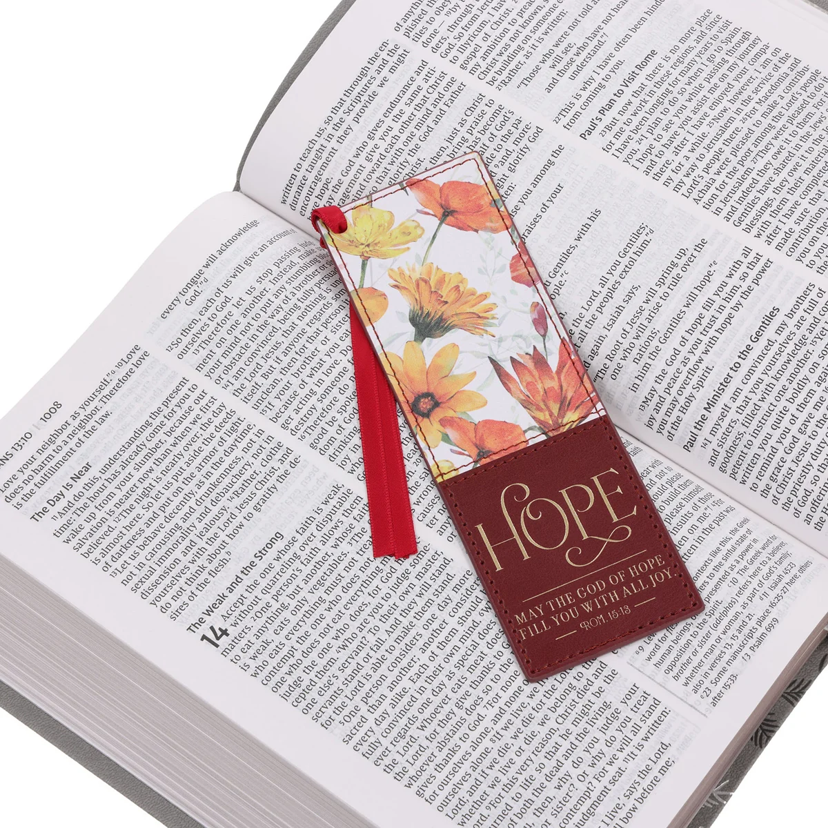 May the God of Hope Fill You with All Joy Faux Leather Bookmark - Image 3