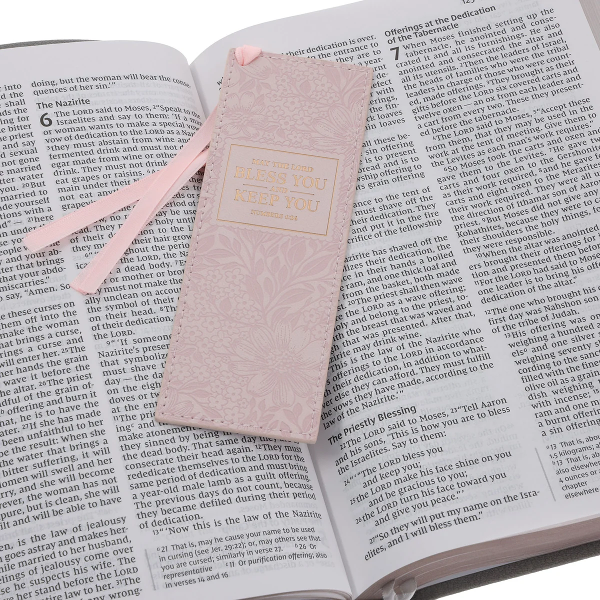 May the Lord Bless You and Keep You Pink Faux Leather Bookmark - Image 3