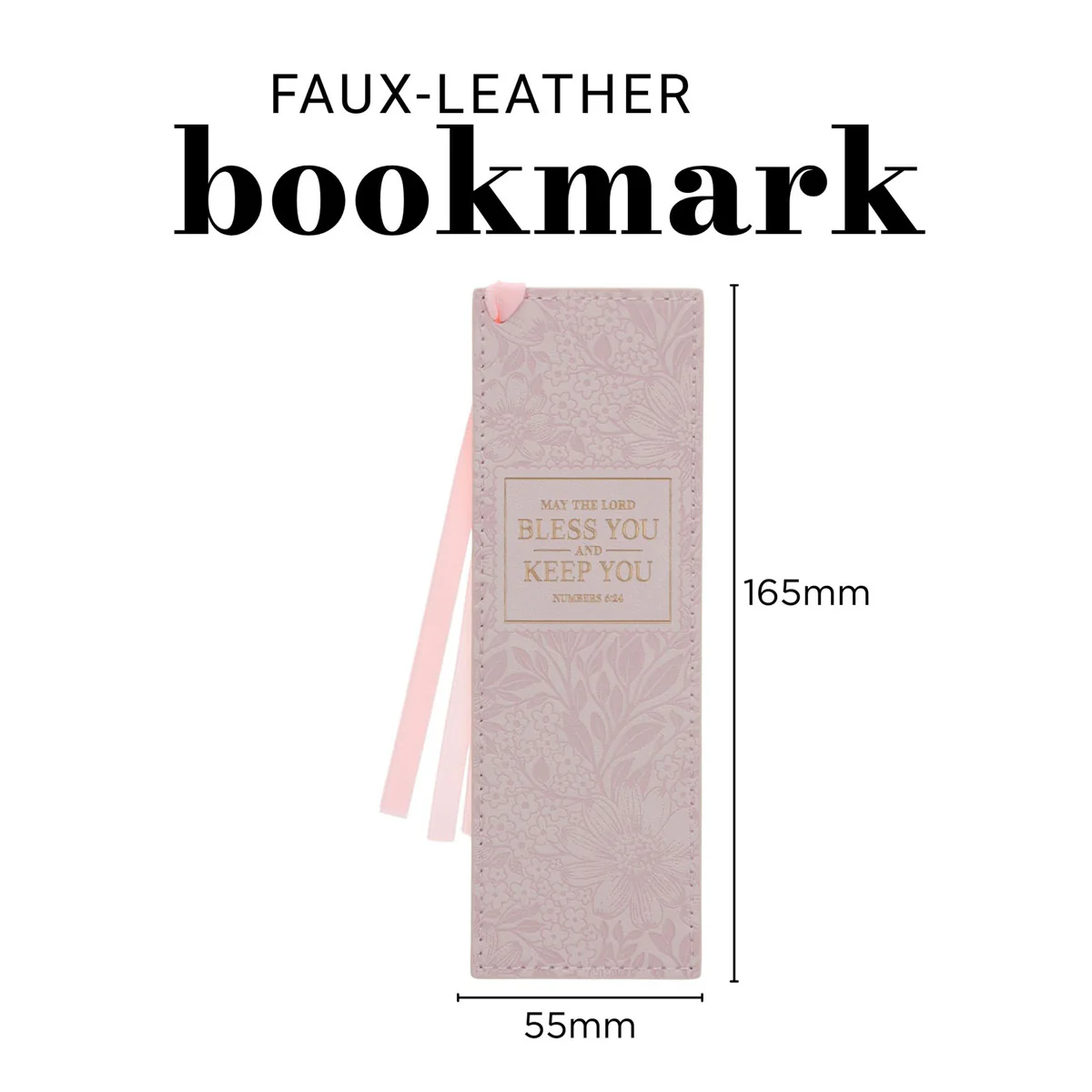 May the Lord Bless You and Keep You Pink Faux Leather Bookmark - Image 4