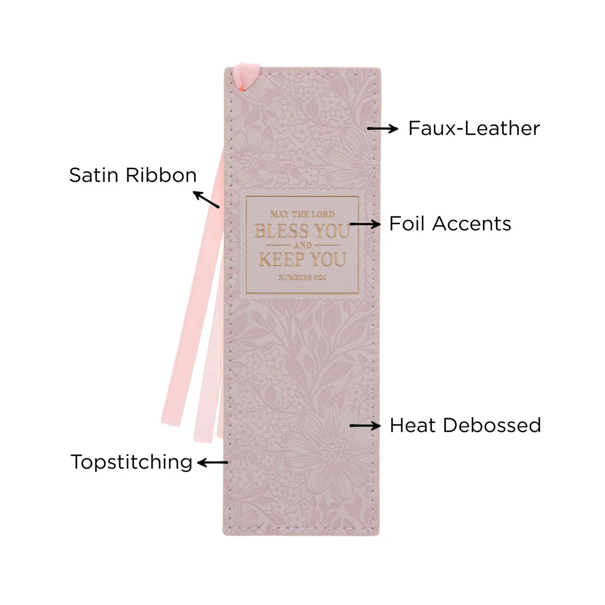 May the Lord Bless You and Keep You Pink Faux Leather Bookmark - Image 5