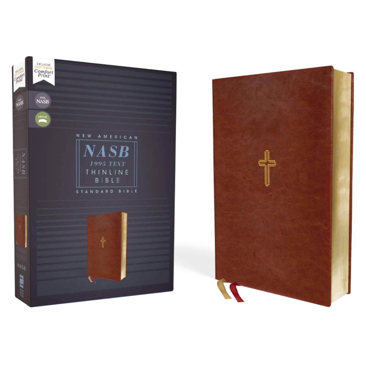 NASB Brown Imitation Leather 1995 Ed Thinline Bible Red Letter Comfort Print - Image 3