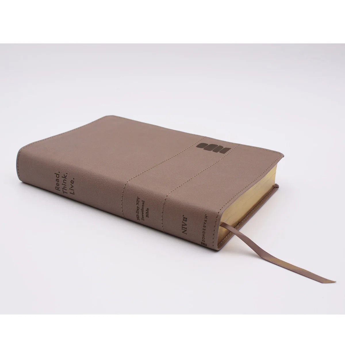 NIV Brown Imitation Leather Read Think Live 365-Day Devotional Comfort Print Bible - Image 3